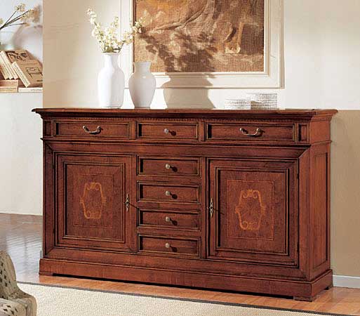 Credenza 2 ante con cassetti, intarsiata - articolo 1008