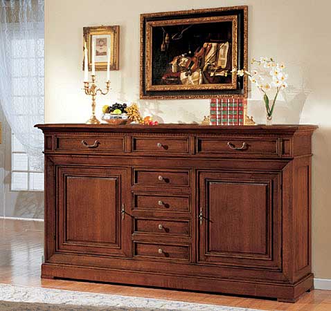 Credenza 2 ante con cassetti, bugnata - articolo 1009